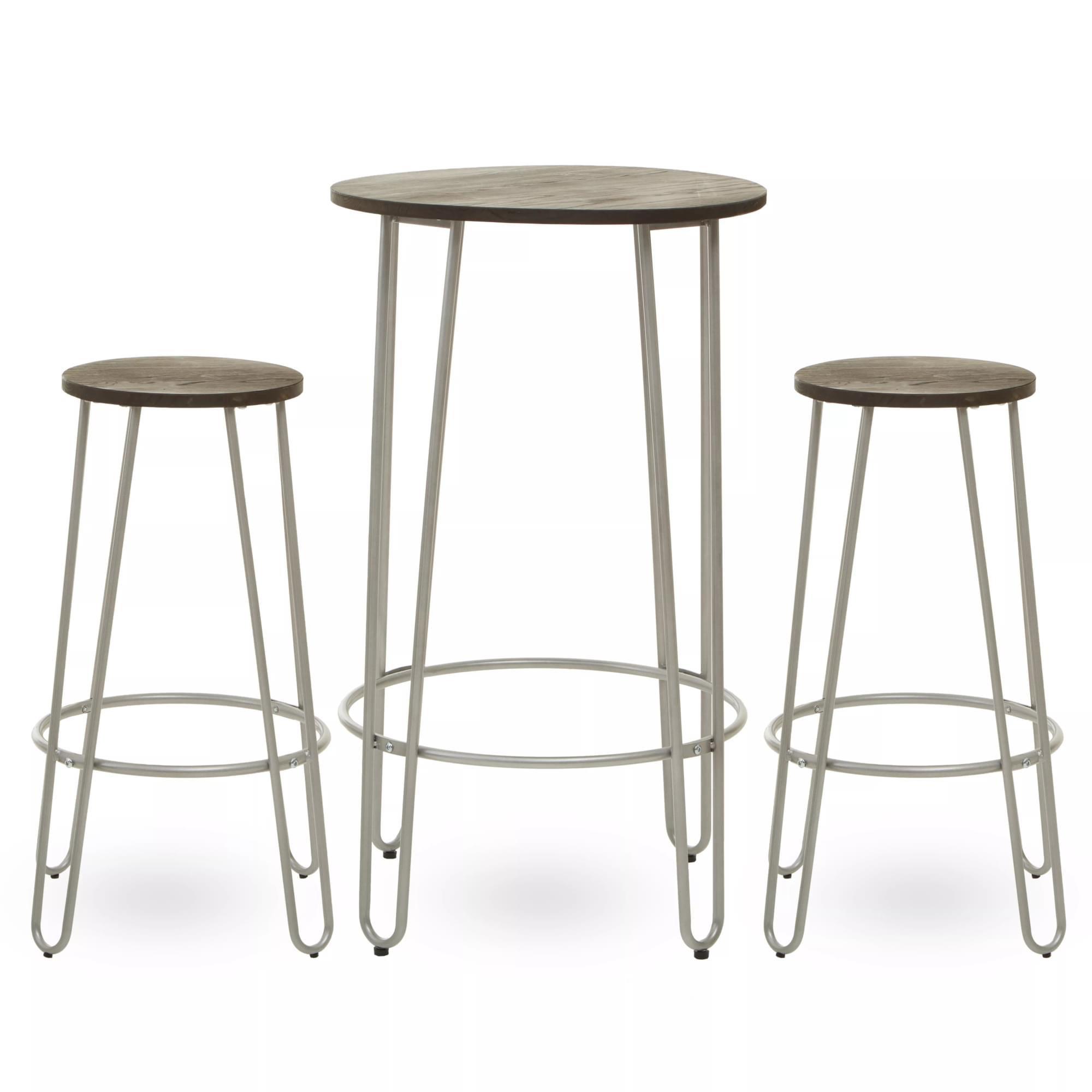 Interiors by Premier Set of 3 Black Frame Bar Table Stool Set , Hairpin Stool for Kitchen Counter, E